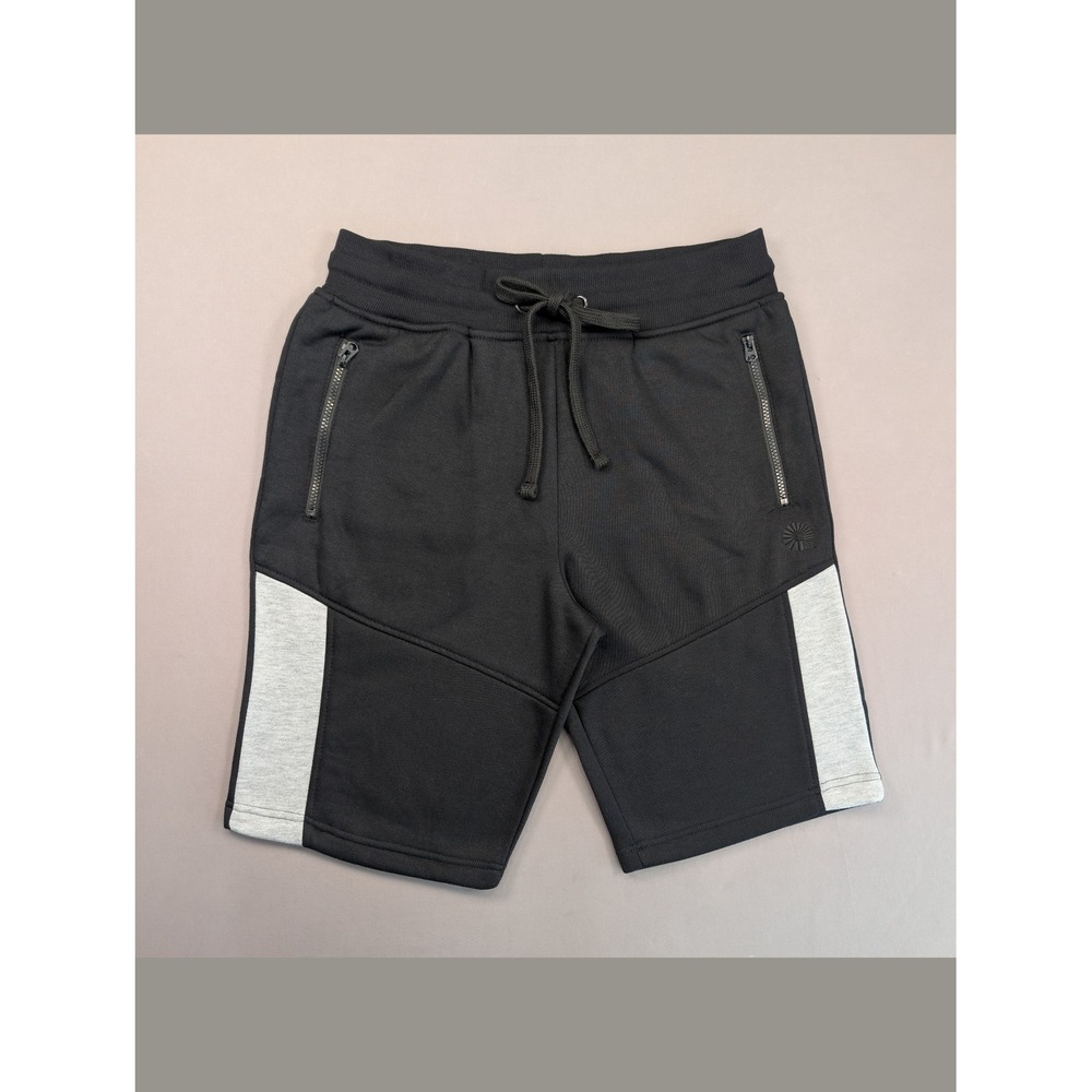 Akademiks Men's Large Black Gray Colorblock Sweat Shorts Zip Pockets NWOT